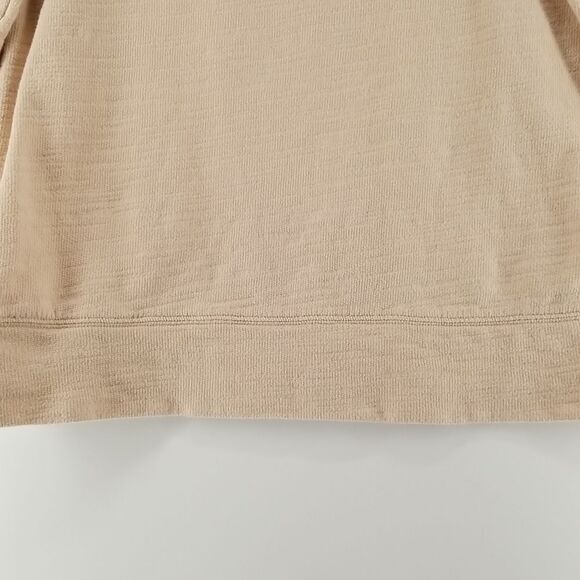 Anne Taylor Sweater Women's Tan 3/4 Sleeve Rear 1/4 Zip Crocheted Front Cotton - Picture 8 of 11
